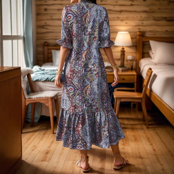 Women's Clothing Printed V-neck Plus Size Dress - Image 5