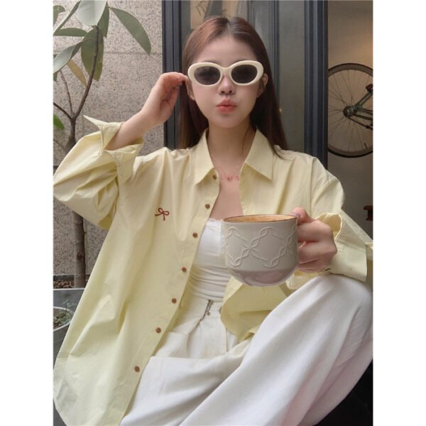 Gentle Bow Embroidered Shirt For Women - Image 7